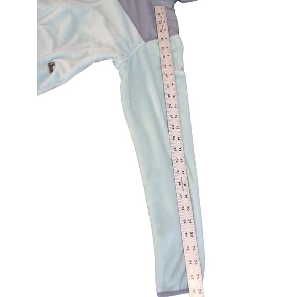 Columbia Jacket Womens EX Small Mint Gray Fuzzy Full Zip Fleece Hooded Ladies - Picture 5 of 7